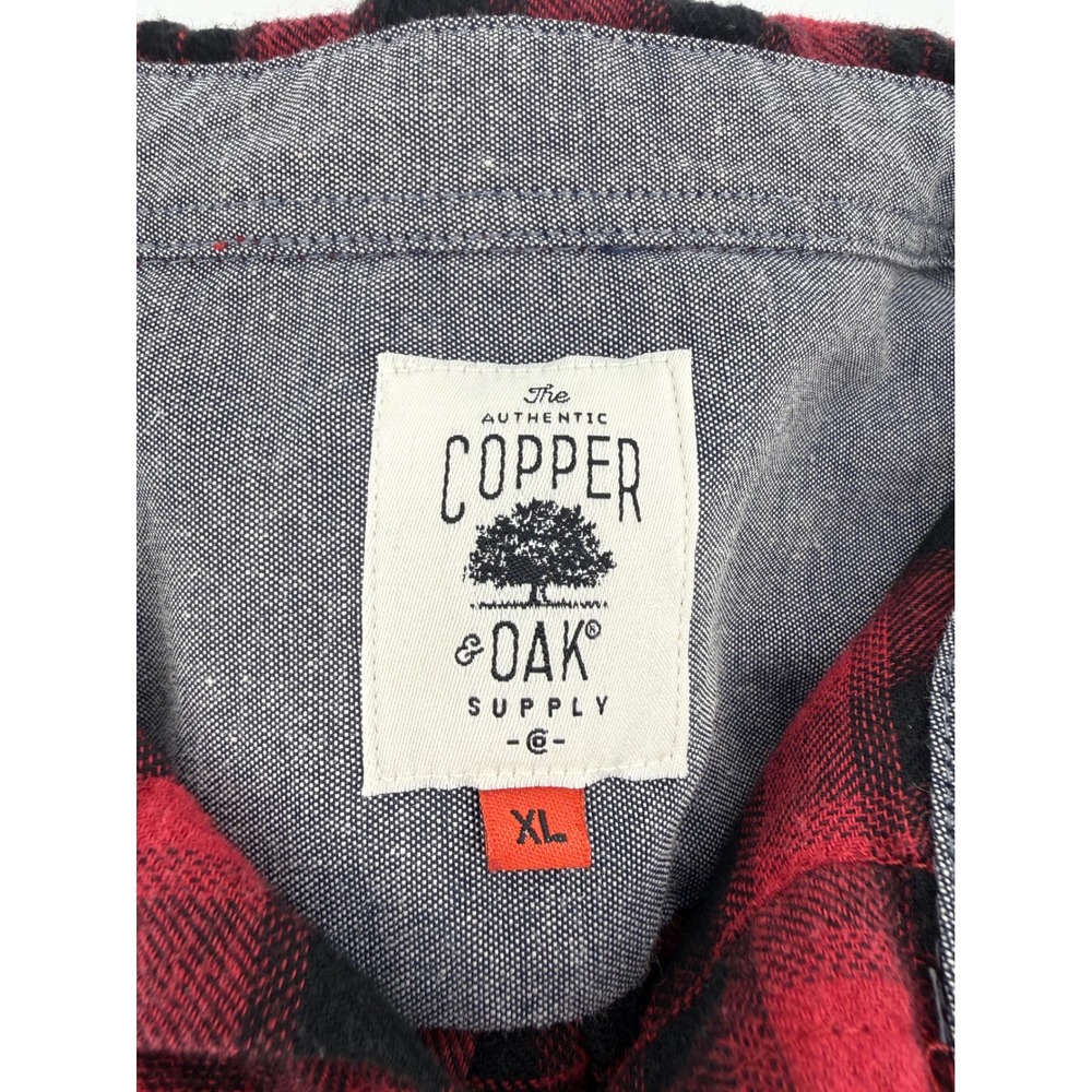 Copper & Oak Mens XL Red Black Buffalo Plaid Flannel Button Down Shirt - Picture 2 of 8